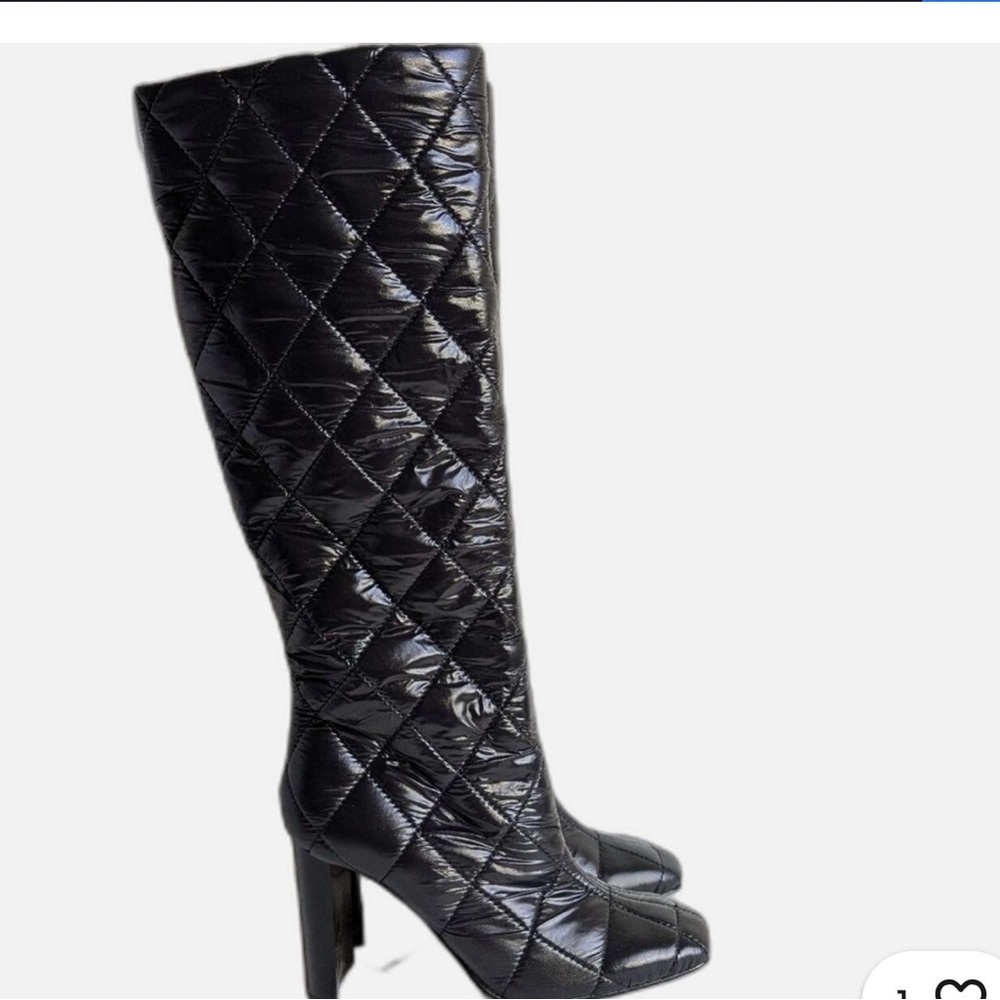 Aldo Shiny Black Quilted Heeled Boots